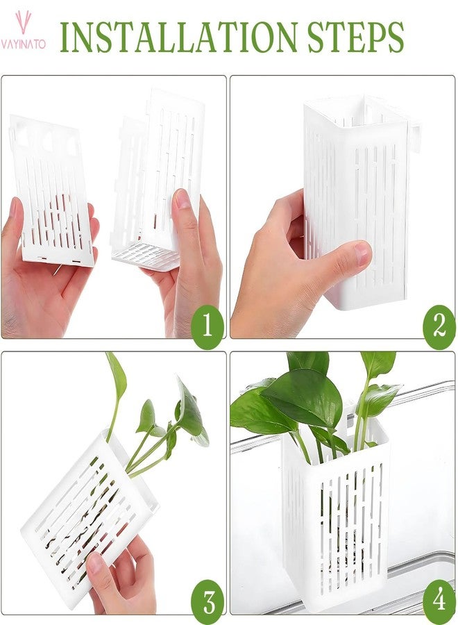 VAYINATO® 1 Pcs White Large (Box Type) Aquarium Water Plant Holder with Hooks for Fish Tank, Aquaponics & Hydroponics Plant Growing Landscape Decoration | Easy Installation | Plastic Material - Image 2